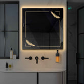 Specchio LED Quadrato | Controllo tramite interruttore a muro | Luce bianca calda - Reyze Serie Good Vibes Modello 2